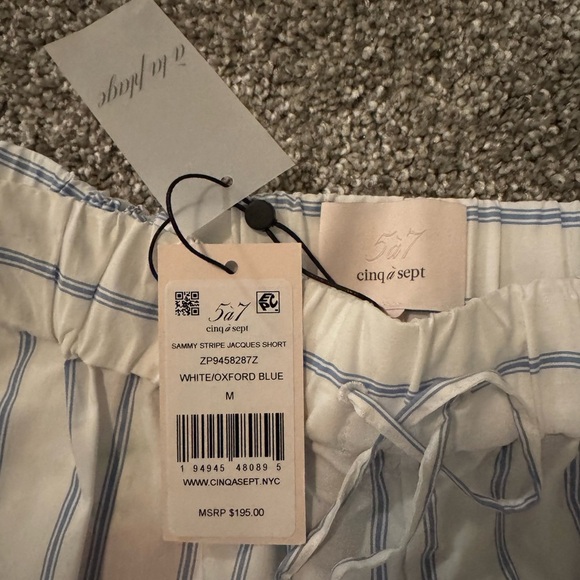 NWT CINQ A SEPT Sammy Stripe Jacques Short - White/Oxford Blue - M - Picture 5 of 11
